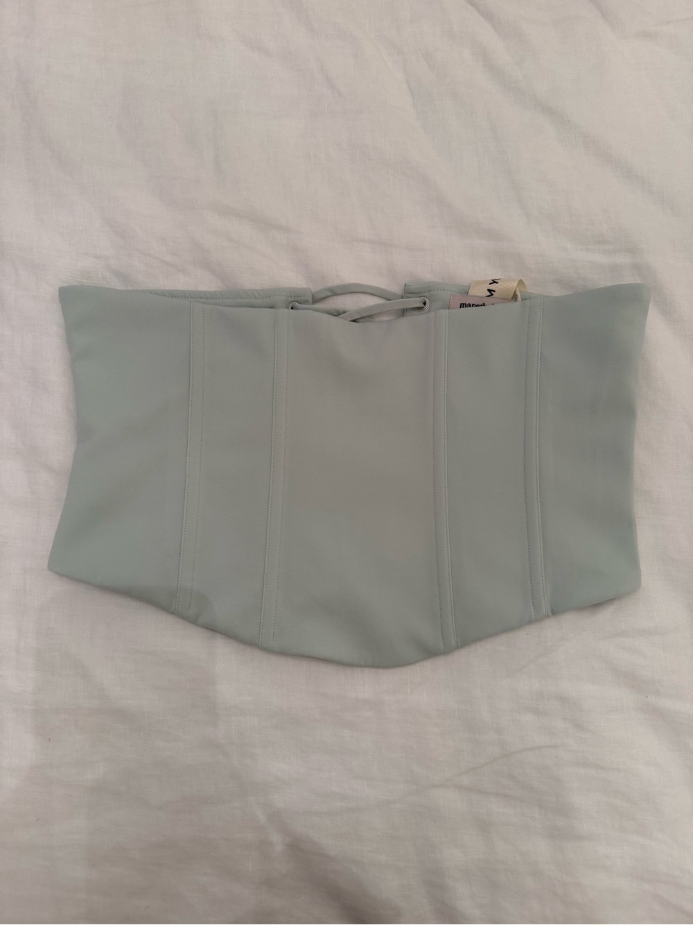 MARS THE LABEL Light Blue Strapless Corset Top